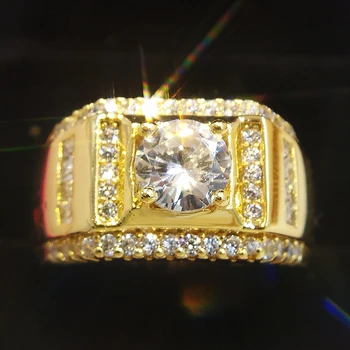Aukso Spalvos Nerūdijančio Plieno Vyrų Mados Žiedas Grupių Kubinių Cirkonio Kristalų Aikštėje Žiedus Žmogus Vestuves Žiedas Papuošalai anel