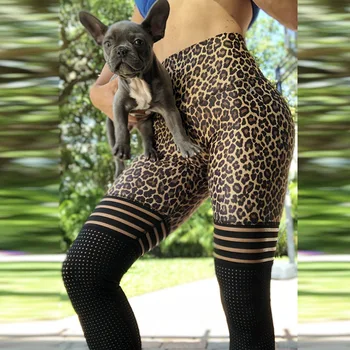 Aukštos Kokybės Moterų, Leopardas Spausdinimui Antblauzdžiai Ne Skaidri Didelio Kelio Juostos Kratinys Push Up Treniruotės Legging Elastinės Kelnės