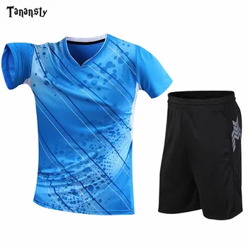 Aukštos kokybės teniso megztiniai badmintono marškinėliai, šortai nustatyti Vyrų Stalo teniso rinkiniai ping pong drabužiai, Badmintono bėgiojant sportiniai kostiumai