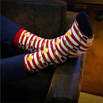 Aukštos kokybės vyrų kojinės medvilnės 3pairs/pak rudens-žiemos sezono gatvės stiliaus kojinių vyro ir vyrų spalvinga laimingas ilgai kojinės