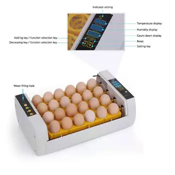 Automatinis 24 kiaušiniai Skaitmeninis Viščiukų, Kiaušinių Inkubatorius Hatcher Temperatūros, Drėgmės Kontrolė