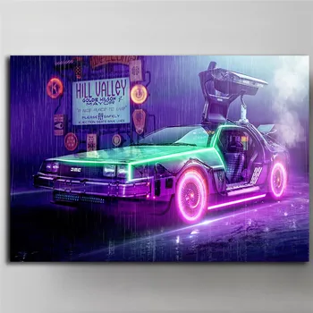 Automobilių DeLorean DMC Atgal į Būsimo Filmo Plakatą Motyvacinį Plakatą Sienos Meno Tapybos Drobės už Kambarį, Namų Dekoro Neįrėminti