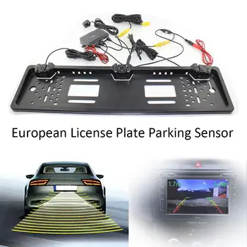 Automobilių Stovėjimo Jutiklių Rinkinys Auto Atbulinės eigos Radaro Europos Licencijos Veidrodinis Fotoaparatas Priekio Atgal, Automobilio Galinio vaizdo skaitmeninis LCD Ekranas