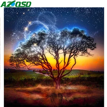 AZQSD Diamond Tapybos Vaizdingas Medžio Cirkonio Nuotraukas Rankdarbiams Diamond Siuvinėjimo Kraštovaizdžio Namų Dekoro Amatų Dovana