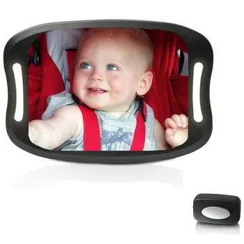 Baby Automobilių Veidrodėliai su Nuotolinio Valdymo Minkštas Led Nakties Šviesos Peržiūrėti Galinio Susiduria Kūdikį galinių sėdynių,Saugos Sudužtų-Įrodymas, Rėmas,360 Degr
