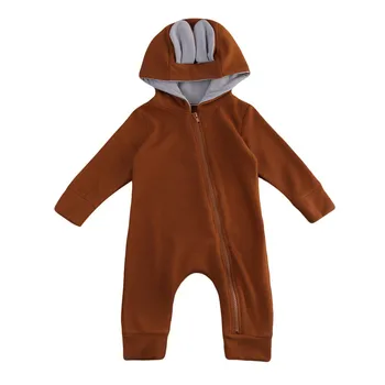 Baby Brown 3D Elnias Romper Medvilnę Rudenį 2019 Sika Elniai ilgomis Rankovėmis Mergaitė Berniukas Drabužius Mielas Žiemos Gobtuvu Jumpsuit Kūdikių