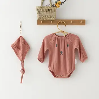 Baby Girl Drabužiai, ekologiškos Medvilnės 0-24M Vienas gabalus Jumpsuits + Hat ilgomis Rankovėmis Kūdikių Drabužiai Kūdikiams Berniuko Drabužius Kūdikiams