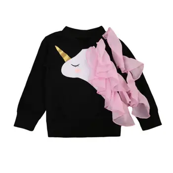 Baby Girl marškinėliai Topai Rudenį ilgomis Rankovėmis Juoda Rausva Pynimas Viršūnes Atsitiktinis Merginos Žiemos Mielas
