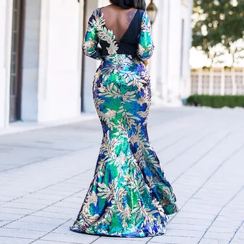Backless Undinė Blizgančiais Suknelė Vintage Blizgančių Elegantiškas Plius Dydis Prom Šalies Vakarinės Suknelės, Afrikos Moterų Vestidos Largos