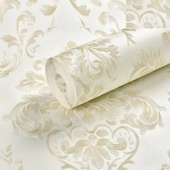 Baltos spalvos Reljefinis Damask Tapetai Paprasto vientisos spalvos Damask Tekstūros, Sienos Popieriaus, Miegamojo kambarį Fone Dekoras