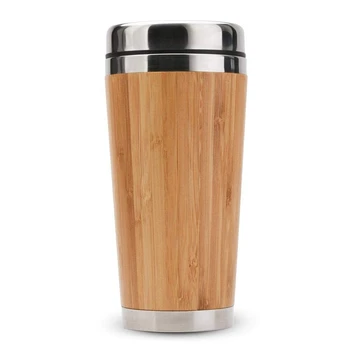 Bambuko Kavos Puodelis Nerūdijančio Plieno Kavos Kelionės Puodelis Su Nepralaidžiose Padengti Izoliuoti Kavos Lydintis Taurės Daugkartinio Naudojimo Puodelio