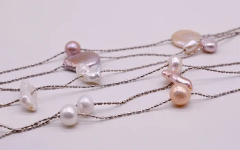 Baroko perlas megztinis karoliai, ilga suknelė karoliai, spalvos, netaisyklingos baroko perlas, ponios ilgi karoliai