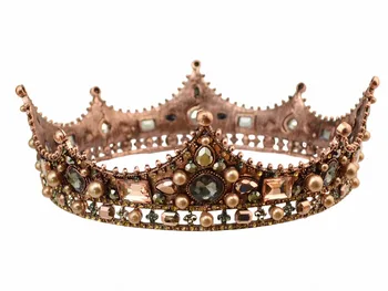 Baroko Stiliaus Perlas Karūna Šalies Prom Derliaus Tiara Visą Kristalų Didelis Karalius Ir Karalienė Tiara Derliaus Nuotakos Vestuvių Plaukų Aksesuarai
