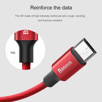 Baseus Micro USB kabelis 2A Greitas Duomenų Sinchronizavimo įkrovimo kabelis Samsung 