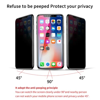 Baseus Screen Protector, iPhone X Anti Spy Grūdintas Stiklas 0,3 mm 