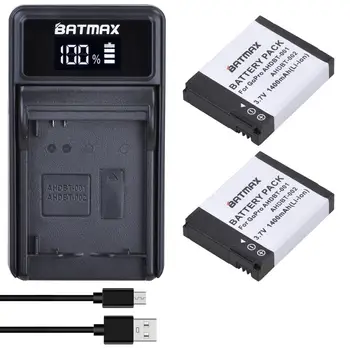 Batmax 1400mAh AHDBT-001 AHDBT-002 Baterija+LED USB Įkroviklio GoPro HD Hero1 Hero2 Autosporto Naršyti Lauko 960 1080P Edition