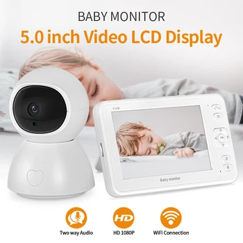 Belaidžio 5.0 Colių Spalvotas Ekranas 1080P Vaizdo Kūdikio stebėjimo Kamera Temperatūra Judesio Aptikimo Kūdikių Telefonas Wifi Auklės Kamerą