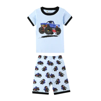 Berniukams trumpomis rankovėmis suv automobilių pižama, vaikų drabužiai vaikams, sunkvežimių, ekskavatorių lėktuvo kūdikis sleepwear merginos vienaragis pižamos pijama