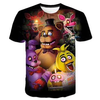 Berniukų Marškinėliai Penkias Naktis Freddy 2021 m. Vasarą T-Shirt Trumpas Vaikams Mergaitėms Viršūnes Tee Vaikus, Drabužiai, marškinėliai Animacinių filmų Kostiumas