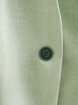 BIAORUINA Moterų V-kaklo Žaliosios Mados Visas rungtynes, Švarkas Vieną Mygtuką Office Lady prancūzų Stilius Slim Atsitiktinis Kailio Viršutiniai drabužiai