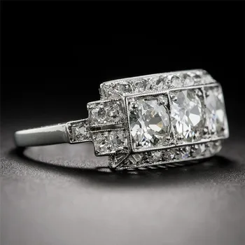 BIJOX ISTORIJA 925 sterlingas sidabro papuošalai, žiedai, kurių geometrinės formos ziron mados žiedas moterų vestuvių pažadas šalis dydis 6-10