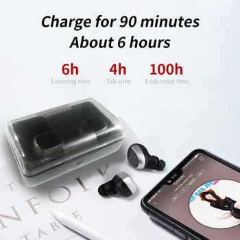 Bluetooth 5.0 touch, ausinės, 3D stereo sporto belaidės laisvų rankų įrangos su dvejopo mikrofonai vandeniui