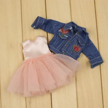 Blyth lėlės drabužiai Mielas sijonas džinsinis švarkas dvi spalvas, 1/6 lėlės normalus bendras azone licca ledinis lėlės
