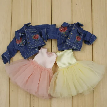Blyth lėlės drabužiai Mielas sijonas džinsinis švarkas dvi spalvas, 1/6 lėlės normalus bendras azone licca ledinis lėlės