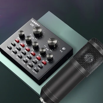 Bm 800 Studija Mikrofonas Rinkiniai Su Filtro V8 Garso Plokštė Kondensatoriaus Mikrofonas Pluoštas Įrašyti Ktv Karaoke Išmaniojo Telefono Mikrofonas