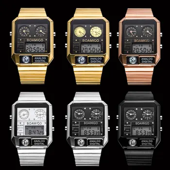 BOAMIGO top brand prabangių vyrų sporto laikrodžiai vyras mada skaitmeninis analoginis LED laikrodžiai aikštėje kvarciniai laikrodžiai relogio masculino