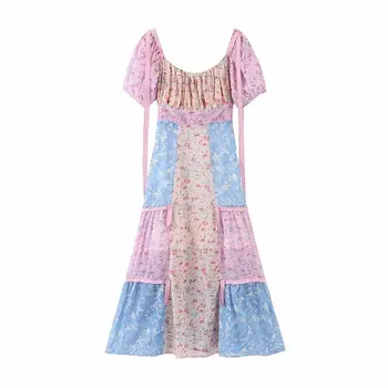 Boho loveshack vasaros suknelė kvadratinių kaklo ruffles plonas aukštos juosmens šilko-kaip šventė ins bloggers kratinys specialių interesų suknelė