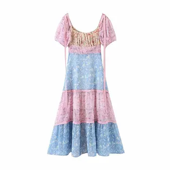 Boho loveshack vasaros suknelė kvadratinių kaklo ruffles plonas aukštos juosmens šilko-kaip šventė ins bloggers kratinys specialių interesų suknelė