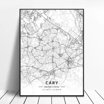 Bostono Cary Casper Garliava Kėdainiai Tacoma Unitedstates Žemėlapį, Drobė Meno Plakatas