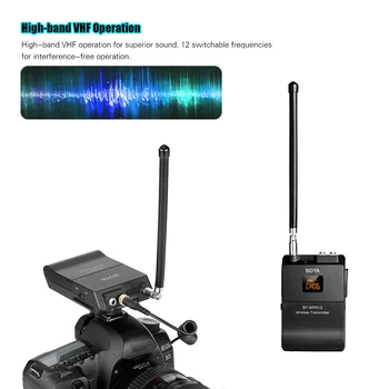 BOYA BY-WFM12 Profesionali VHF Bevielio Mikrofono Sistema, skirta 