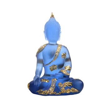 Budos Statula, Skaidrus, Mėlynas Grynas Dervos Statulėlės Sėdi Meditacijos Statula dėl Budistų Šventyklos Prieangį Apdaila