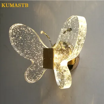 Burbulas Crystal Butterfly LED Sieniniai Šviestuvai Minimalistinės Šiuolaikinio Gyvenimo Kambario, Miegamasis Sienos Žibintai Naktiniai Sienos Sconce Altoriaus Laiptų Lempos
