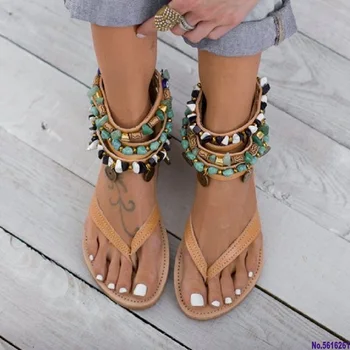 Butas moterų sandalai vasarą atidaryti tne romos paplūdimio bateliai bohemijos rankų darbo duobute gladiatorių sandalai ponios fifo didelis dydis