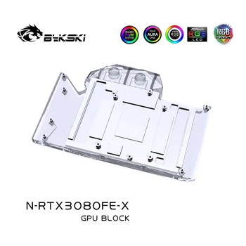 Bykski GPU Vandens Blokas NVIDIA RTX3080 Founders Edition Originalus PCB Blokas+Backplate 5V 3Pin ARGB/12V4Pin RGB N-RTX3080FE-X