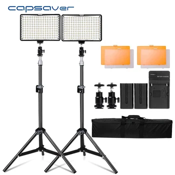 Capsaver TL-160S 2 Komplektai, LED Vaizdo Šviesos, vaizdo Kameros, Šviesos, Fotografijos Apšvietimo su Trikojis Stovas Vaizdo Lempa 