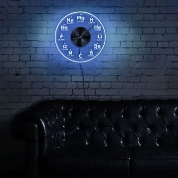 Cheminiai Elementai, LED Sieninis Laikrodis Chemija Spalvos Pokyčiai Apšvietimas Modernus Sieninis Laikrodis Mokslo Biologijos Periodinės Lentelės Laikrodis