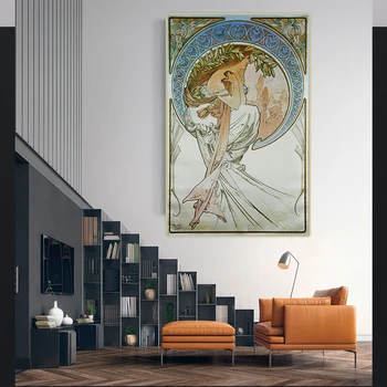 Citon Alphonse Mucha《Poezijos》Drobė Meno Aliejaus tapybos Kūrinys Plakato Nuotrauką Sienų Dekoras Modernių Namų kambarį Apdaila