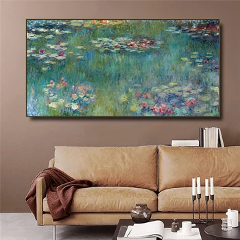 Claude Monet Vandens Lotus Drobė Meno Paveikslų Reprodukcijos Impresionistų Plakatai ir Spausdinimo Sienos Nuotraukas Gyvenimo Namų Dekoro