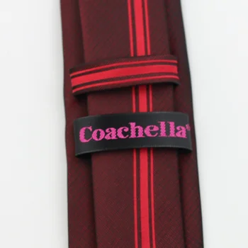 Coachella Ryšius Kaštoninės spalvos su Raudona Juostele Skydelio Dizainas Necktie Mikropluošto Liesas Kaklaraištis 6cm