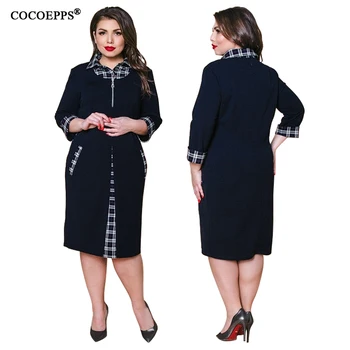COCOEPPS 2020 m. Rudenį Plius Dydis Moterų Suknelė Atsitiktinis Kratinys 5XL 6XL Didelio Dydžio Suknelė su Užtrauktuku Moterų Drabužių Big Size Vestidos