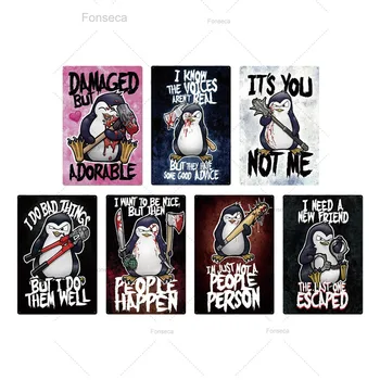 Crazy Penguin Metalo Plakatas Juokinga Metalo Skardos Pasirašyti Geležies Tapybos Namų Dekoro Dekoratyviniai Metalo Plokštė, Sienų Dekoras