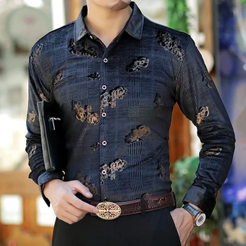 Creative 3d dragon gėlių modelio spausdinimo high-end ilgomis rankovėmis marškinėliai Rudenį 2020 kokybės aksomo, minkštas sklandžiai prabangūs marškiniai vyrai, M-3XL