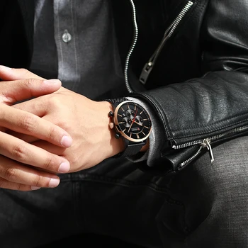 CURREN Prabangos Prekės ženklo Mados Kvarcinis Laikrodis Mens Watch Priežastinis Sporto Laikrodžiai Vyrams Chronograph ir Data Laikrodis su Plieno Tinkleliu