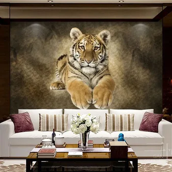 Custom Foto Tapetai, 3D Retro Tigras Gyvūnų Freskomis Kambarį TELEVIZIJA Miegamojo, Klasikiniai Namų Dekoro Sienų Tapybos Papel De Parede 3 D