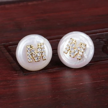 Cz mažyčių aukso 26 pradinės abėcėlės raidė, pavardė pakabukai gėlavandenių perlų karoliukais pareiškimą stud auskarai moterims