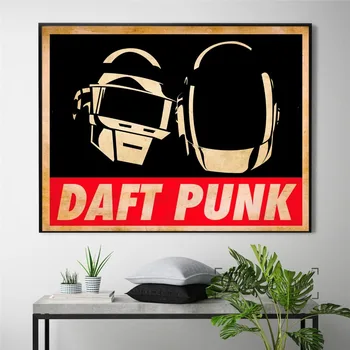 Daft Punk Šalmas Kaukė Muzikos Plakatas Ir Spausdinimo Drobė Meno Tapybos Sienos Nuotraukas, Gyvenamojo Kambario, Apdaila, Namų Dekoro Nr. Įrėminti
